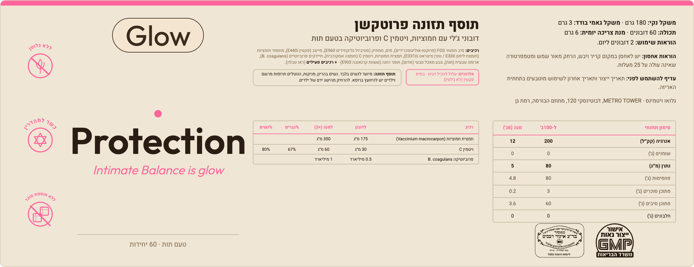 PROTECTION · תווית המוצר