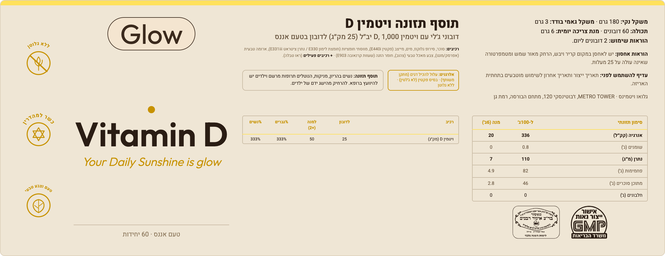 VITAMIN D · תווית המוצר