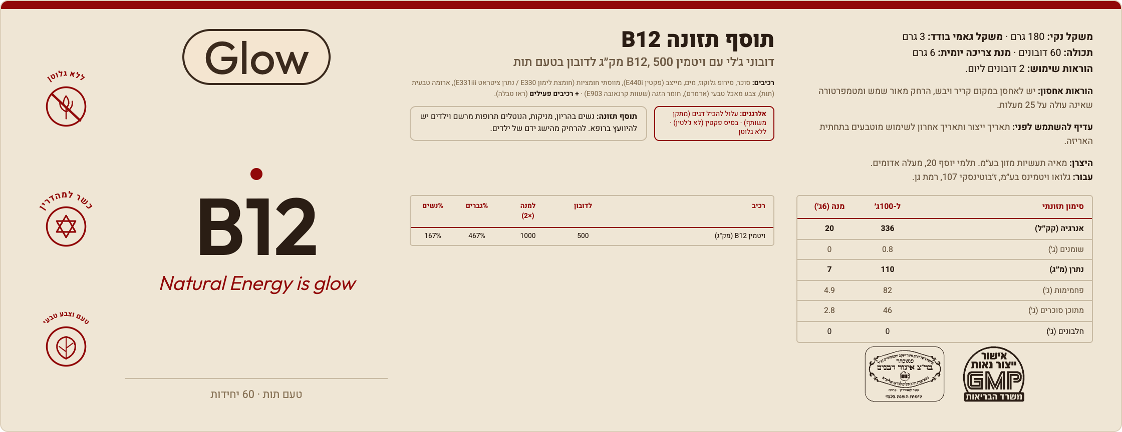 B12 — תווית המוצר