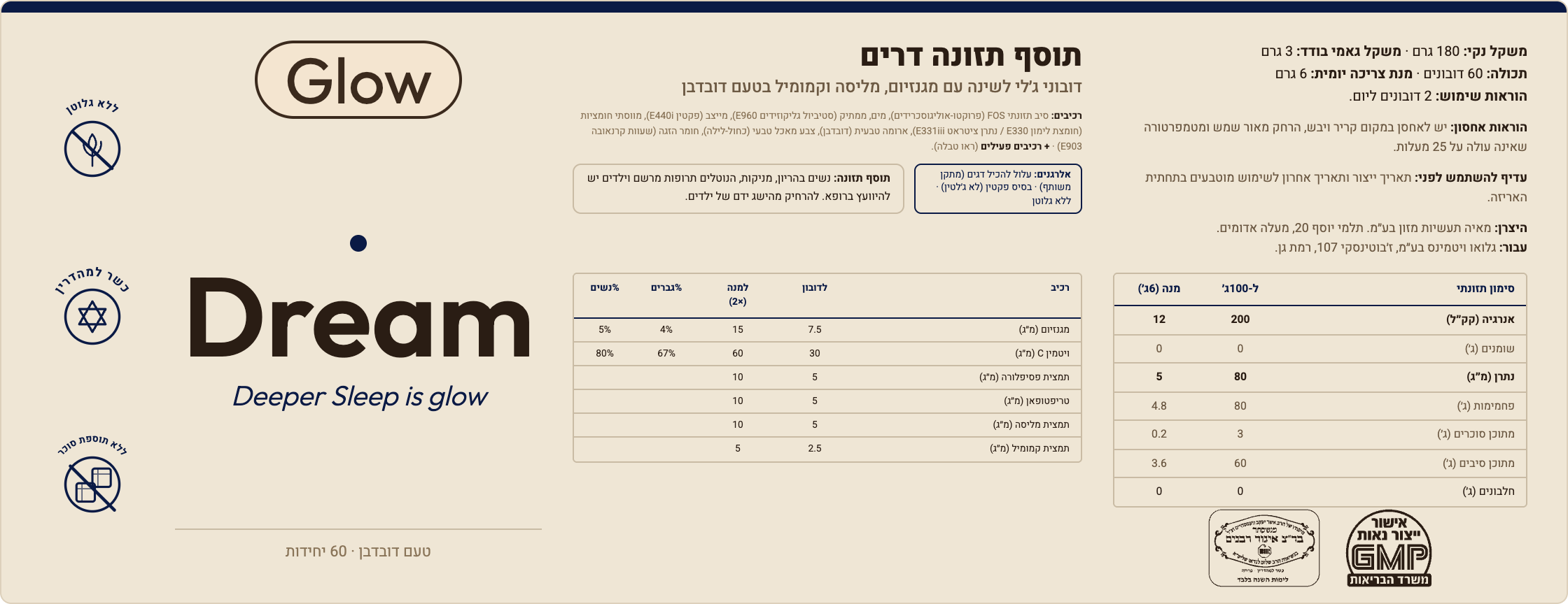 DREAM — תווית המוצר