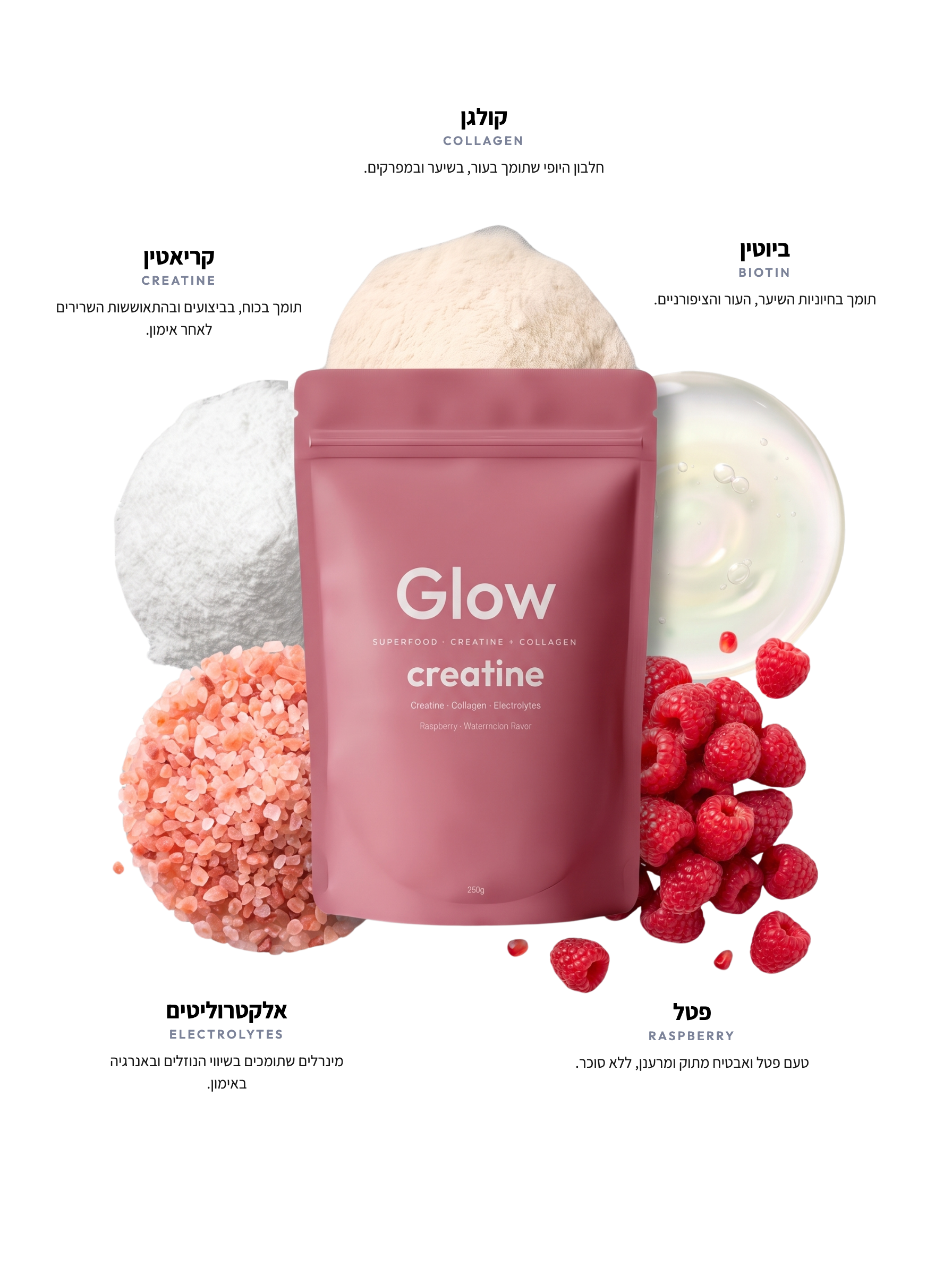 GLOW CREATINE — רכיבים עם טקסט