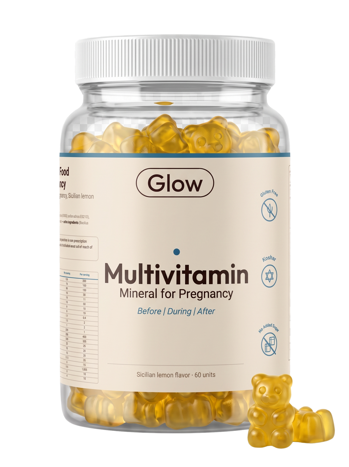GLOW MULTIVITAMIN MINERAL FOR PREGNANCY · מולטי ויטמין מינרל לנשים בהריון