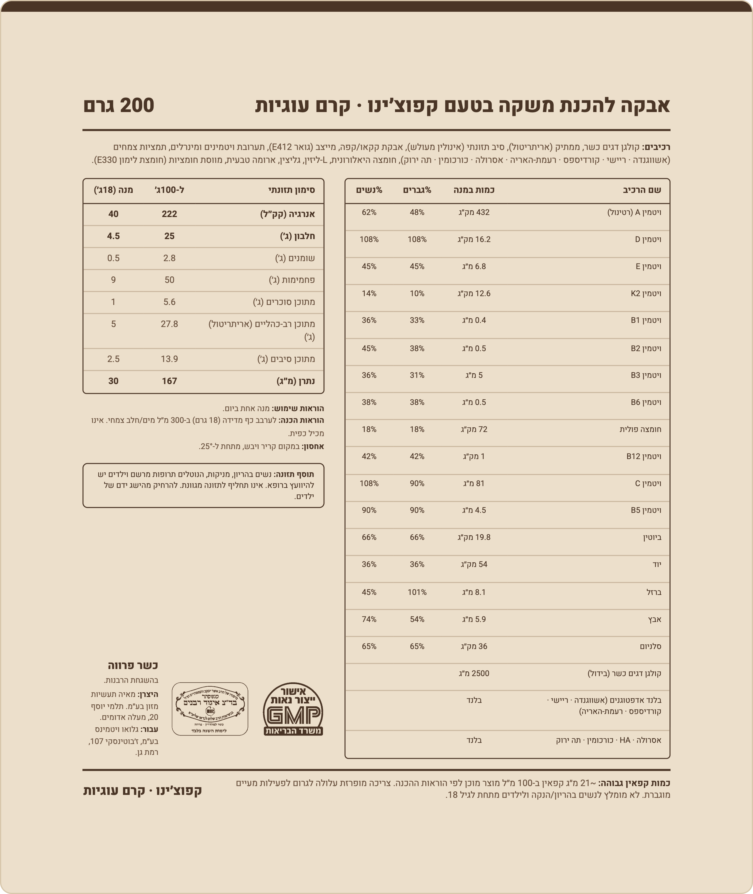 GLOW SUPER ENERGY — תווית אחורית