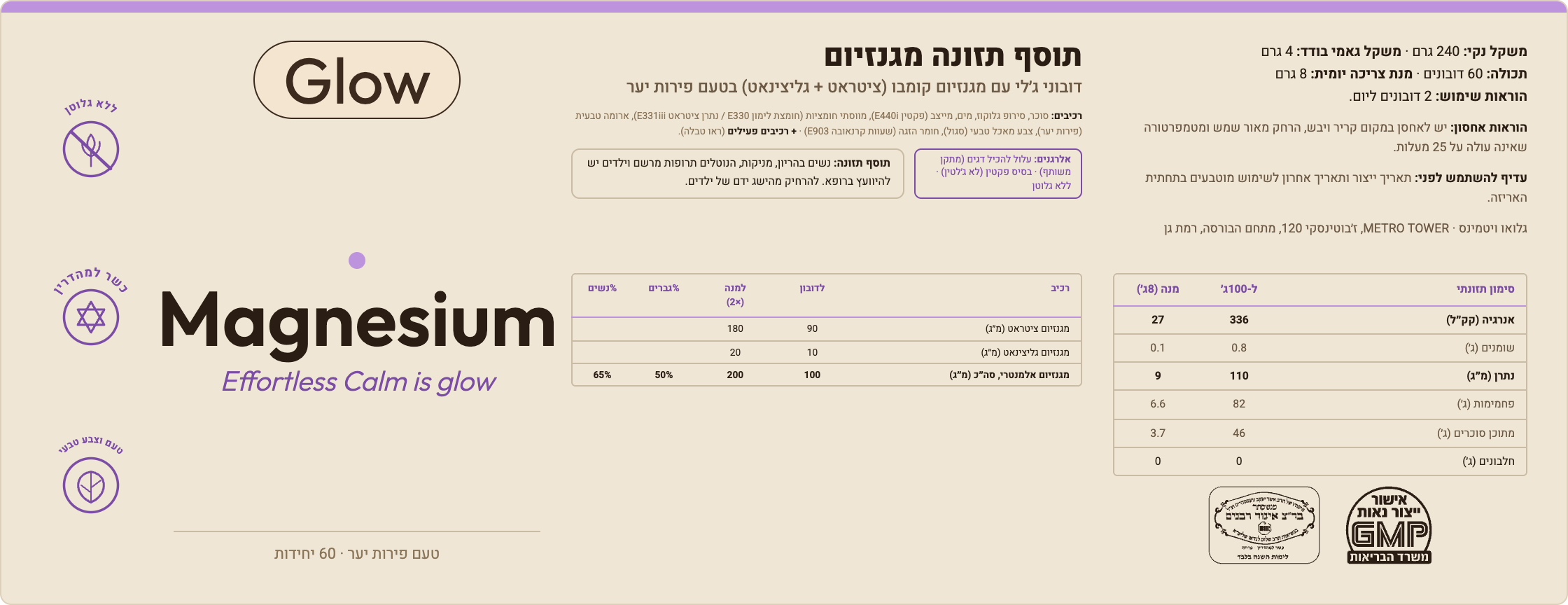 MAGNESIUM · תווית המוצר