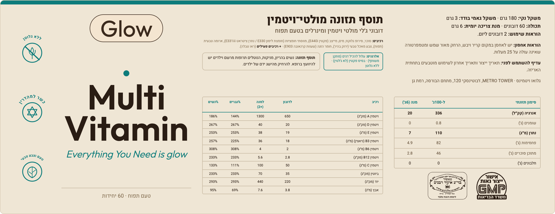 MULTI VITAMIN · תווית המוצר